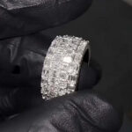 Stunning Moissanite Four-Row Diamond Engagement Ring – Luxury & Elegance