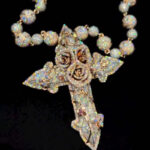 Radiant Moissanite Cross Pendant with Elegant Rose Design