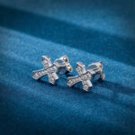 Stunning Moissanite Cross Stud Earrings – Elegant Cluster Design