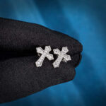 Stunning Moissanite Cross Stud Earrings – Elegant Cluster Design