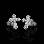 Stunning Moissanite Cross Stud Earrings – Elegant Cluster Design