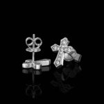 Stunning Moissanite Cross Stud Earrings – Elegant Cluster Design