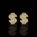 Sparkling S925 Moissanite Dollar Sign Stud Earrings – Elegant & Unique Jewelry