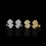 Sparkling S925 Moissanite Dollar Sign Stud Earrings – Elegant & Unique Jewelry