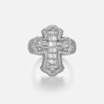 Elegant S925 Moissanite Baguette Cross Ring – Stunning Fine Jewelry Gift