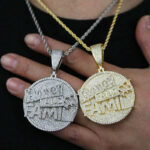 Stunning Moissanite Round Pendant Necklace with “MONEY AND FAMILY” Letter Design