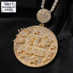 Moissanite Hip Hop ‘SELF MANG’ Large Disc Pendant – Personalize Your Style