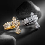 Stunning Moissanite Baguette Cut Cross Ring – Fully Iced Design