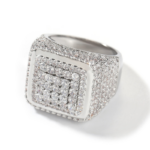 Sparkling Moissanite Vintage Big Square Ring | Hip Hop Style Jewelry