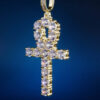 Glittering Moissanite ANKH Cross Pendant in 14K Gold – Iced Out Charm