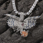 Stunning Moissanite Winged Eagle Pendant with ed Gemstone Accent