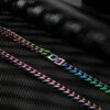 Vibrant 10mm Rainbow Cuban Link Bracelet & Chain Set for Stylish Men