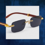 Stylish Rimless Moissanite Black Woody Sunglasses for Ultimate UV Protection