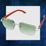 Moissanite-Studded Gradient Rimless Sunglasses for Stylish Fashion Statement