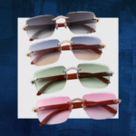 Moissanite-Studded Gradient Rimless Sunglasses for Stylish Fashion Statement