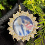 Custom Moissanite Sunflower Photo Pendant – Personalized Jewelry Gift