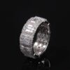 Stunning 8mm Moissanite Baguette-Cut Halo Ring in White Gold