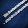 Stunning 10mm White Gold Moissanite Tennis Chain – Dazzling Cluster Design