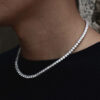 S925 4mm Moissanite Tennis Chain Necklace – Elegant Three Prong Design