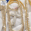 3mm Moissanite Cross Pendant Necklace and Tennis Chain Jewelry Set