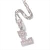 Personalized Moissanite Initial Letters Pendants in White Gold – A to Z Baguette Design