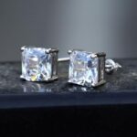 Brilliant White Gold Radiant Cut Moissanite Stud Earrings for Timeless Elegance