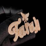 Custom Rose Gold Butterfly Buckle Pendant with Personalized Letter Design