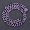 “15mm Moissanite Purple Cuban Link Chain in Black Gold – Iced Handset Jewelry”