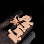 Custom Rose Gold Butterfly Buckle Pendant with Personalized Letter Design