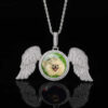 Customizable Moissanite Pendant Necklace with Iced Wings Design