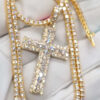 3mm Moissanite Cross Pendant Necklace and Tennis Chain Jewelry Set