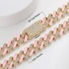 Stylish 11mm Half Stones & Pink Cuban Link Choker Jewelry Set