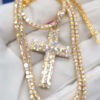 3mm Moissanite Cross Pendant Necklace and Tennis Chain Jewelry Set