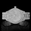 Luxury Fully Iced Round Bezel Men’s Watch in 18K White Gold – Elegant Style and Precision