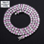 4mm S925 Moissanite Pink & White Tennis Chain – Elegant Gemstone Jewelry