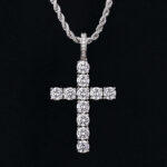 Stunning Iced Out Men’s Moissanite Cross Pendant in White Gold Jewelry