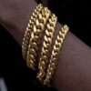 “Gold-Plated 8″ Stainless Steel Cuban Link Bracelet – Available in 8mm, 10mm, 12mm, 14mm s”