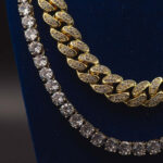 Elegant 18K Gold Moissanite Cuban Link and Tennis Chain Jewelry Set