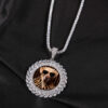 Custom Moissanite Pendant Necklace with Chilled Wheat Ear Round Photo Design