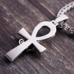 Men’s Iced Out Eye of Horus Ankh Cross Moissanite Pendant in White Gold