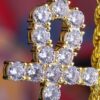 Glittering Moissanite ANKH Cross Pendant in 14K Gold – Iced Out Charm