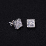 S925 Moissanite Diamond Stud Earrings for Men – Elegant Princess Cut Design