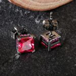 Men’s S925 Moissanite Ruby and Diamond Stud Earrings for Elegant Style