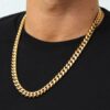 8mm Gold-Plated Stainless Steel Cuban Chain Necklace for Men & Women