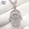 Sparkling Hamsa Moissanite Pendant in White Gold – Ice Out Luxury Jewelry