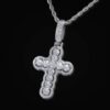 Elegant Round Cut Moissanite Cross Pendant in White Gold – Iced Design