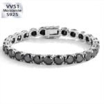 Elegant S925 Silver Black Diamond Moissanite Bracelet – Stunning Luxury Jewelry