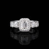 Stunning Emerald Cut Halo Diamond Engagement Ring | Timeless Bridal Jewelry