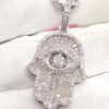 Sparkling Hamsa Moissanite Pendant in White Gold – Ice Out Luxury Jewelry