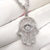 Sparkling Hamsa Moissanite Pendant in White Gold – Ice Out Luxury Jewelry